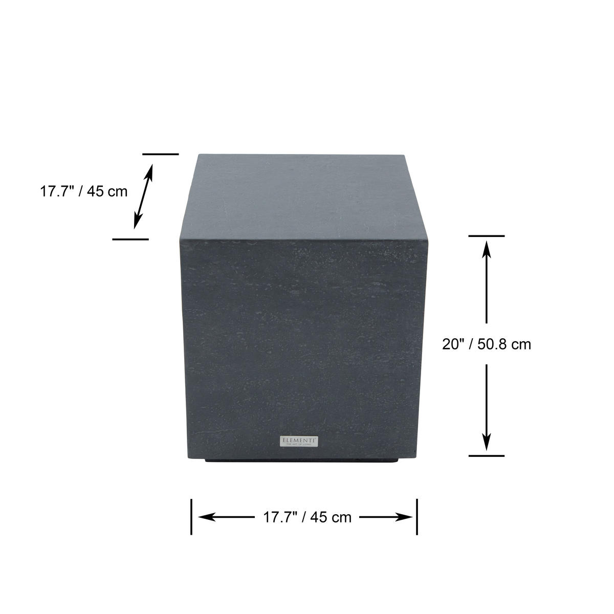 BEISTELLTISCH TEVEREaus GF-Beton, Wetterbeständig, 45x45x51 cm - Dunkelgrau, Naturmaterialien (45/45/51cm) - Elementi