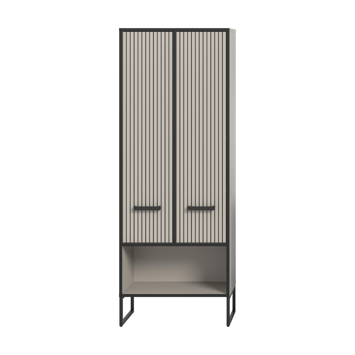 BADEZIMMERSCHRANK mit 2 Türen und 2 Nischen, Kaschmir 32/159/59 cm - Beige, Holzwerkstoff (32/159/38cm) - Calicosy