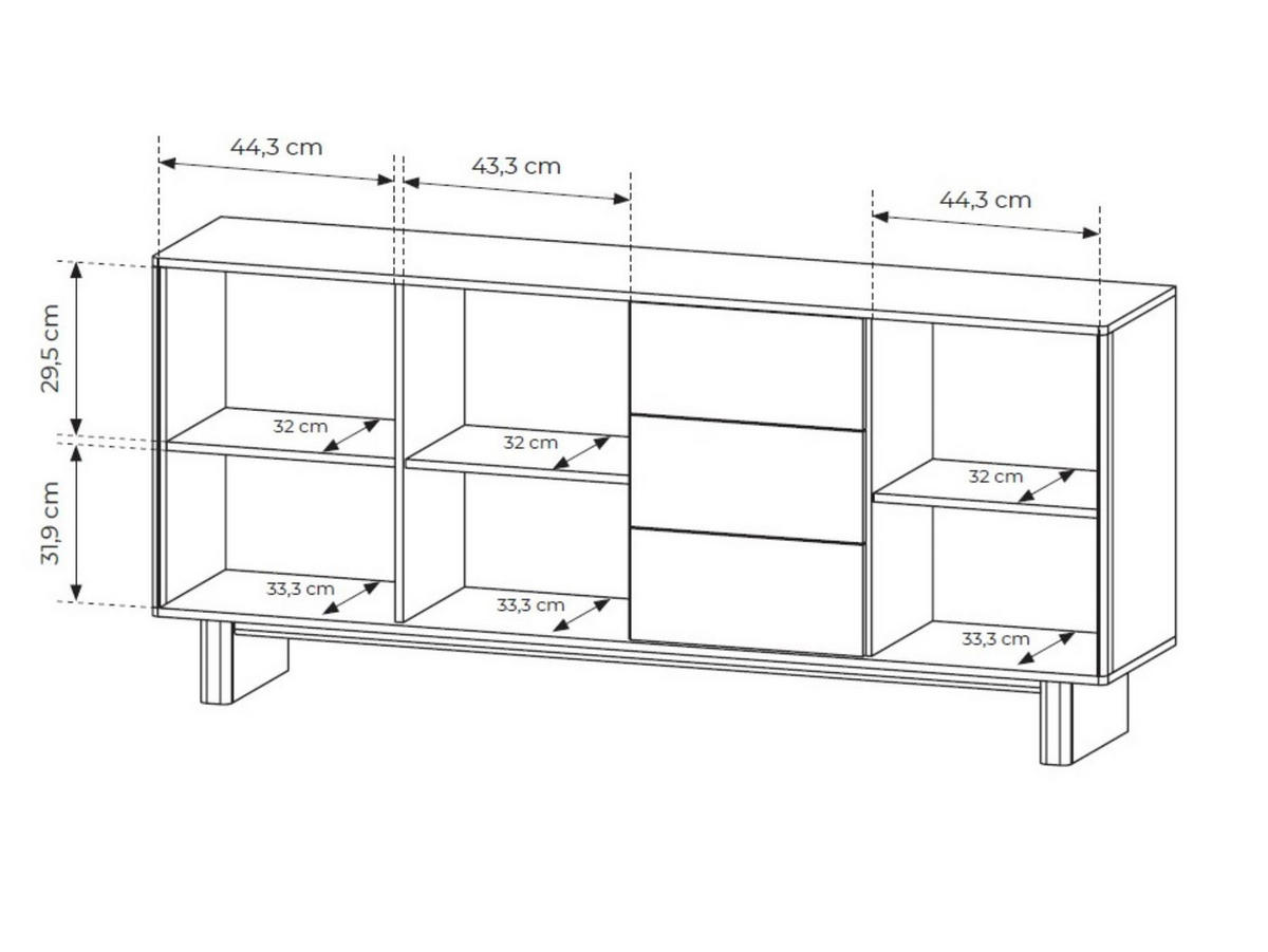 KOMMODE Buna Eiche, dreitürige mit Schubladen - Eichefarben, Holzwerkstoff (183/83/38cm) - Bettso