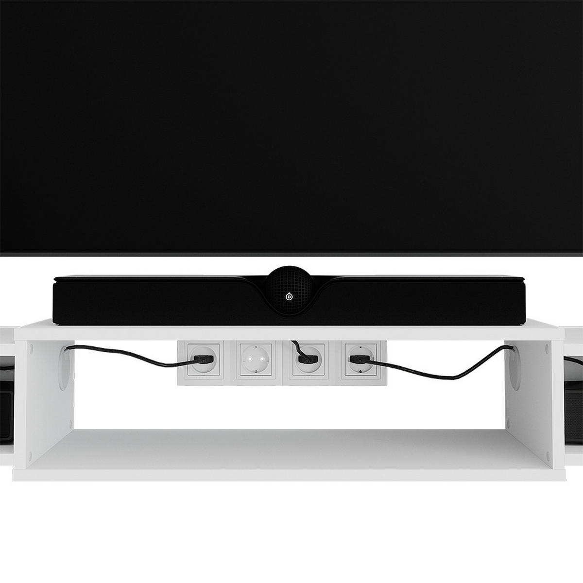 TV-SCHRANK Nordic Weiß 139.7 x 20.3 cm mit offenen Regalen - Weiß, Holzwerkstoff (139.7/20.3/29cm) - Vicco