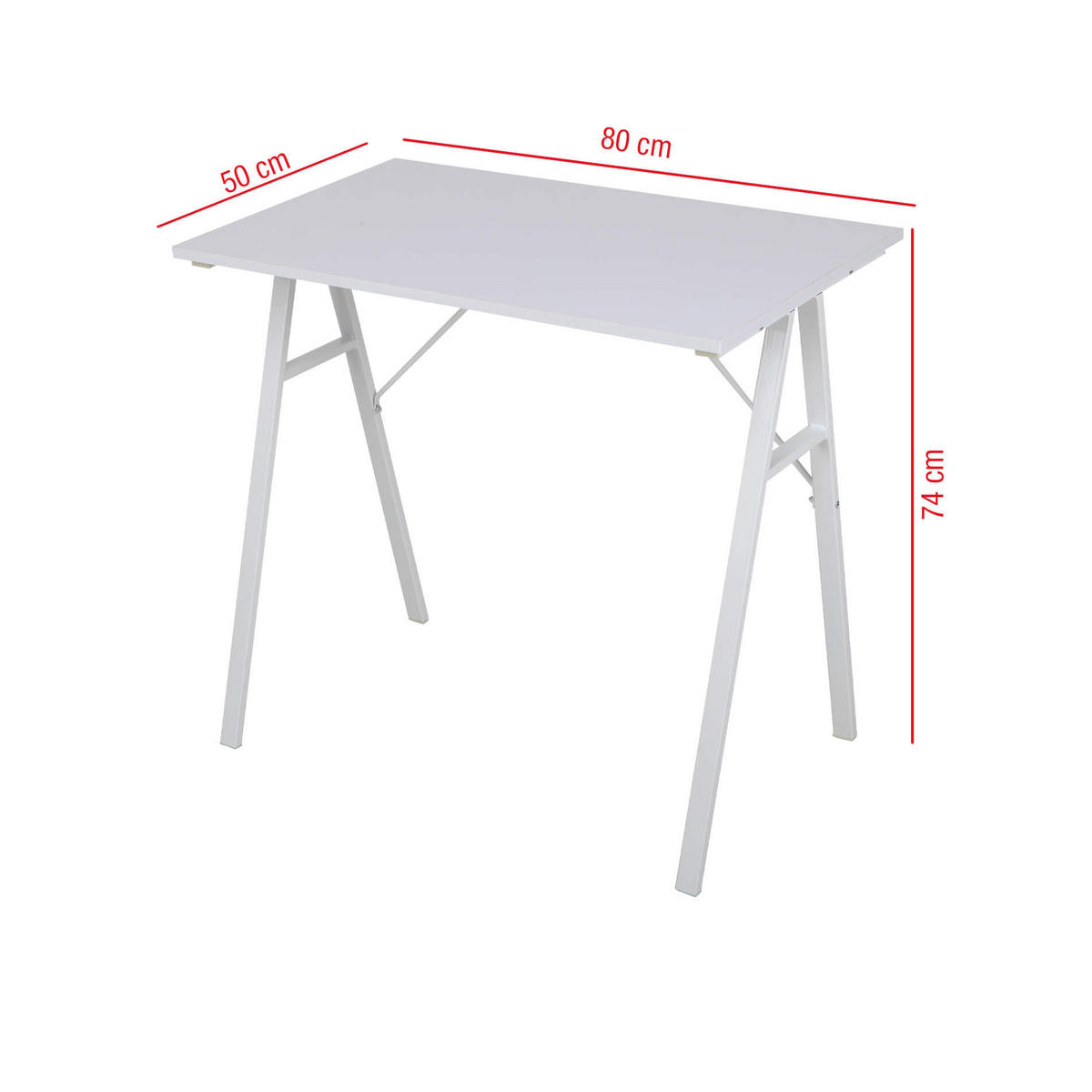 SCHREIBTISCH platzsparend Weiß 50/74/80 cm - Weiß, Holzwerkstoff (74/50/80cm) - Mobili Rebecca