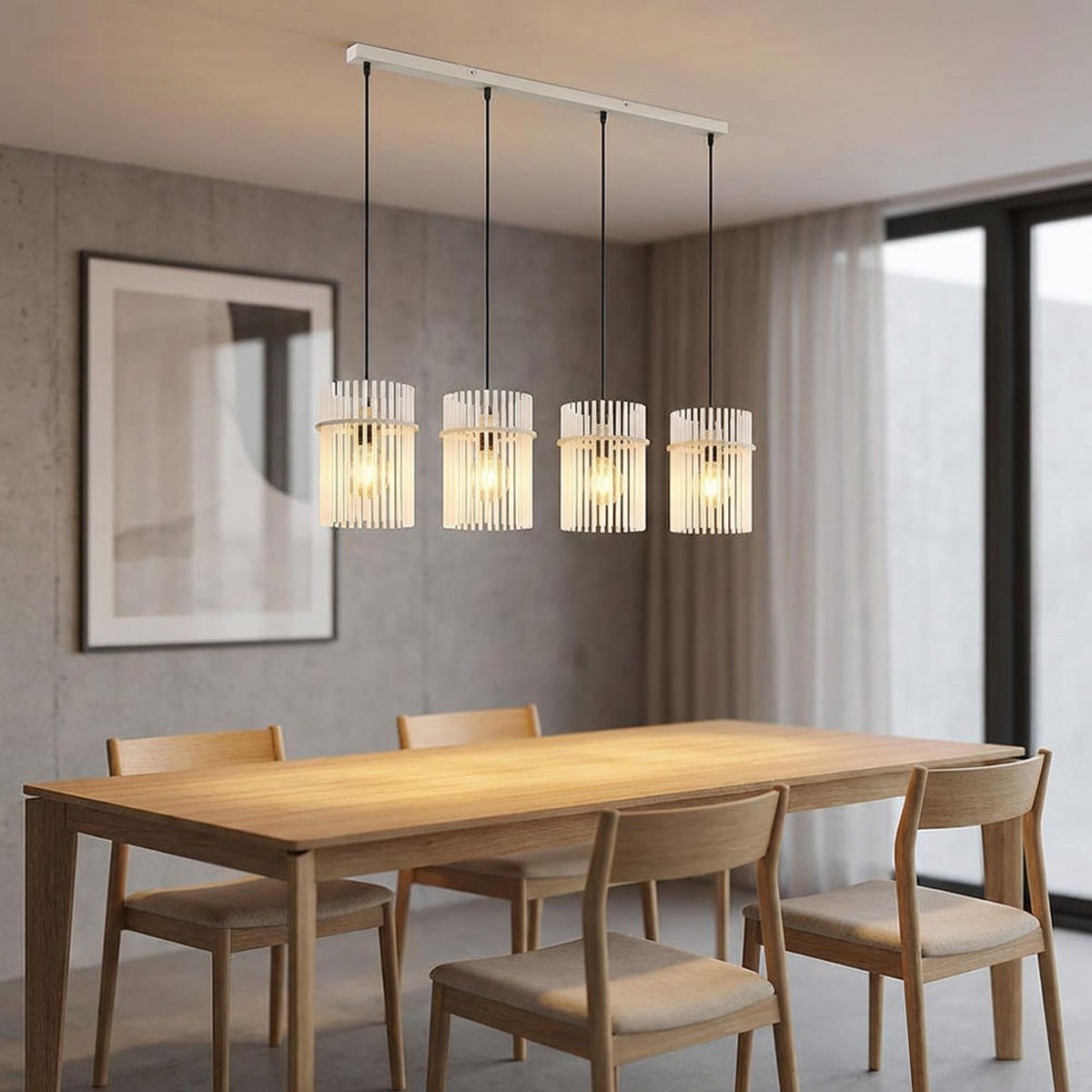 HÄNGELEUCHTE Gorley LED Metall, sandfarben, Glasstäbe - Bernsteinfarben, Glas (110/20/140cm) - Globo Lighting