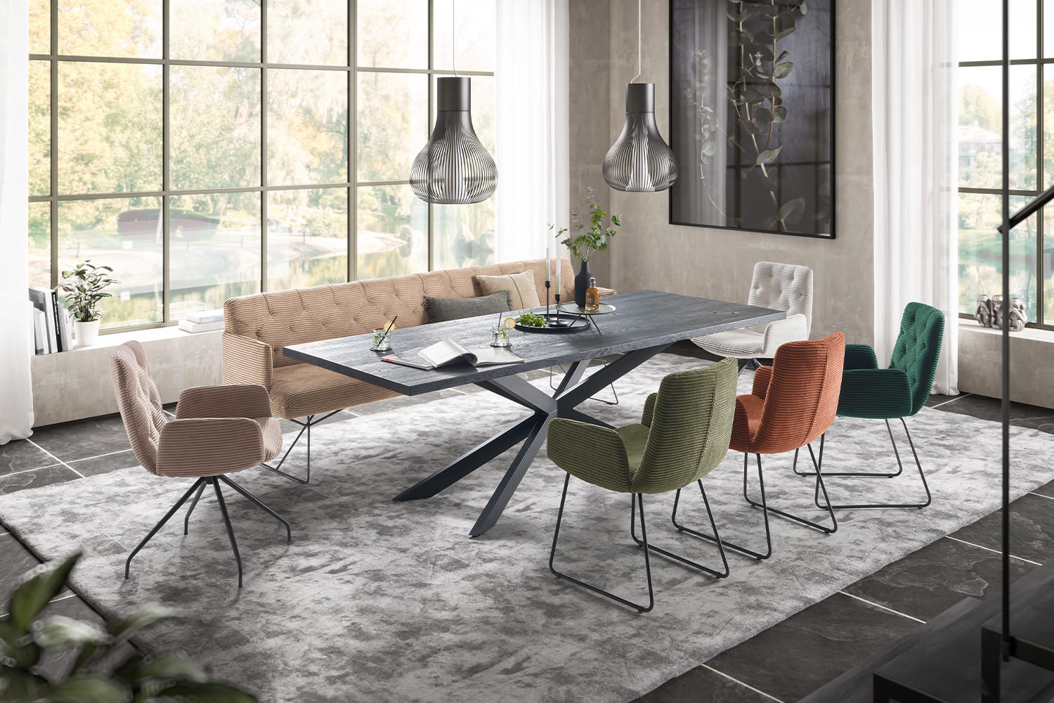 ESSZIMMERBANK CHARME Taupe Cord - Taupe, Textil (186/85/69cm) - KAWOLA