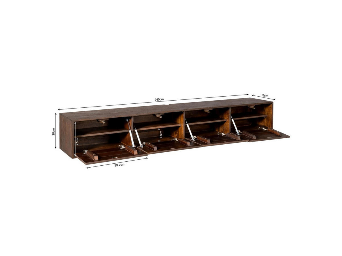 LOWBOARD Quantum Mangoholz 240 cm / 35 cm Braun - Braun, Holz (240/30/35cm) - Villa Möbel