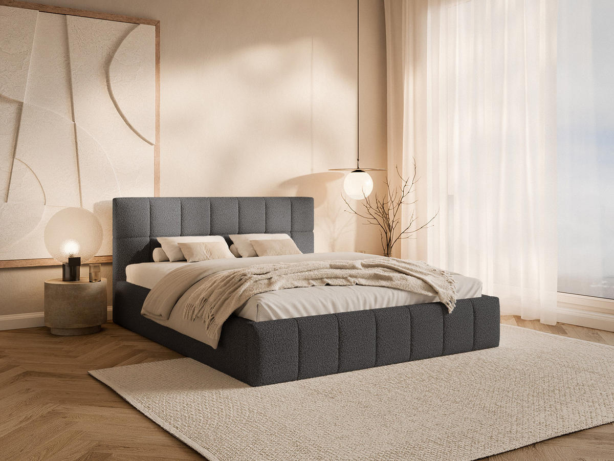 POLSTERBETT Moura 140x200 cm, Schwarz - Schwarz, Textil (140/200cm) - Fedve