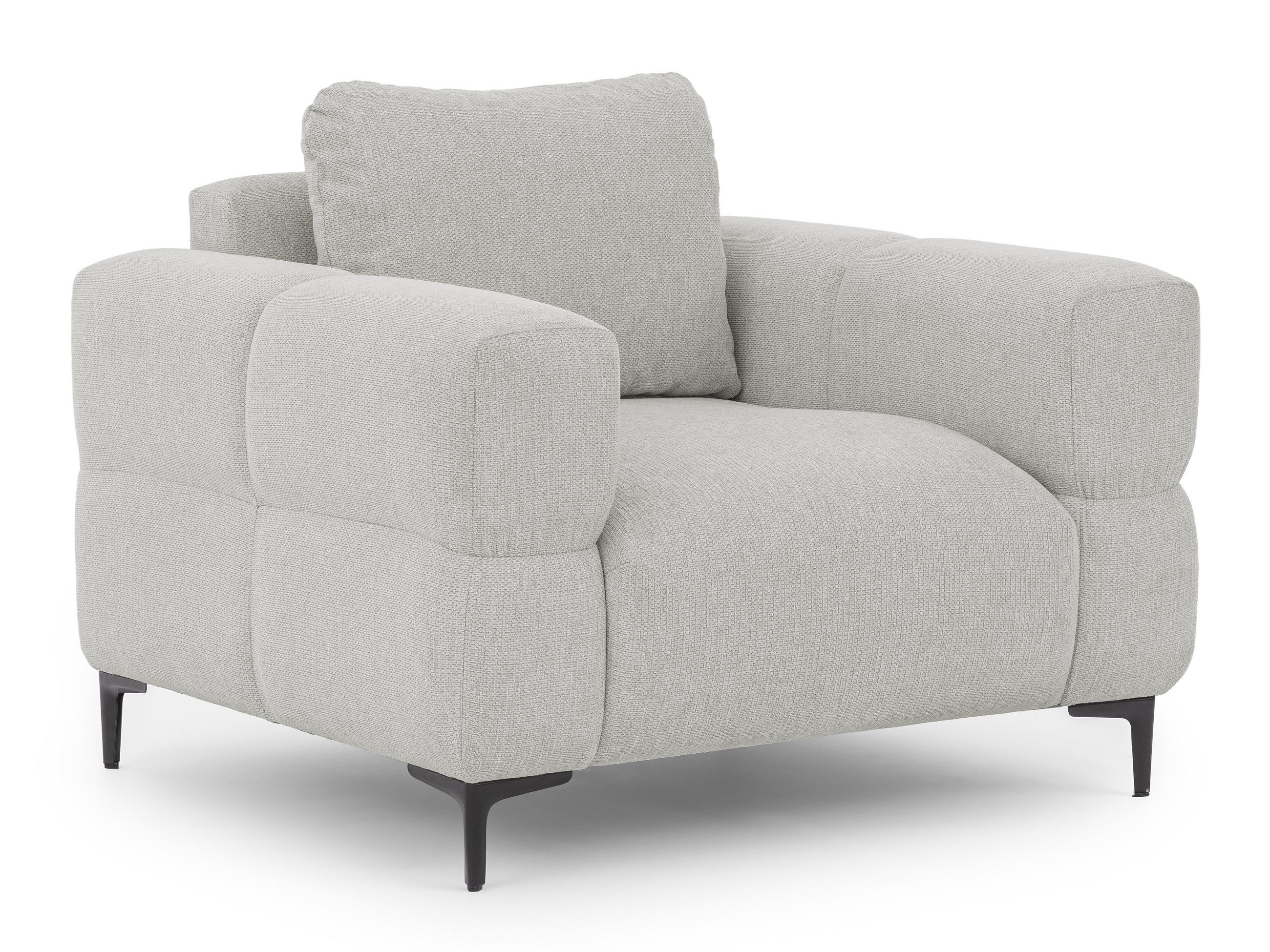 SESSEL Cardea in Bubble-Optik aus weichem Hellgrau Strukturstoff mit hohem Sitzkomfort - Hellgrau/Schwarz, Holz/Textil (102/80/97cm) - S-Style Möbel