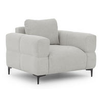 SESSEL Cardea in Bubble-Optik aus weichem Hellgrau Strukturstoff mit hohem Sitzkomfort - Hellgrau/Schwarz, Holz/Textil (102/80/97cm) - S-Style Möbel