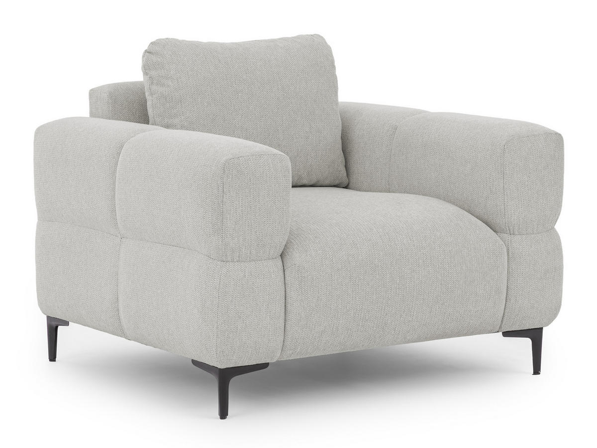 SESSEL Cardea in Bubble-Optik aus weichem Hellgrau Strukturstoff mit hohem Sitzkomfort - Hellgrau/Schwarz, Holz/Textil (102/80/97cm) - S-Style Möbel