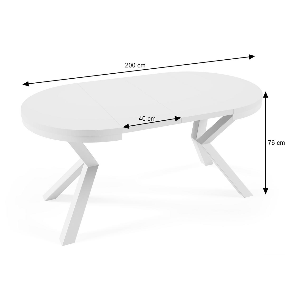 ESSTISCH Nordic, Runder Tisch mit Ausziehfunktion, 120-200x100 cm, Schwarz+Wallnuss Franklin Tobacco - Walnussfarben/Schwarz, Metall (120/120/76cm) - Beautysofa