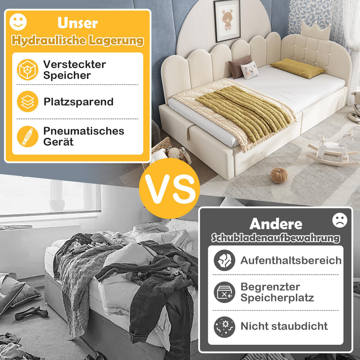 POLSTERBETT 90/200 cm Beige aus Samt mit Stauraum - Beige, Textil (90/200cm) - OKWISH