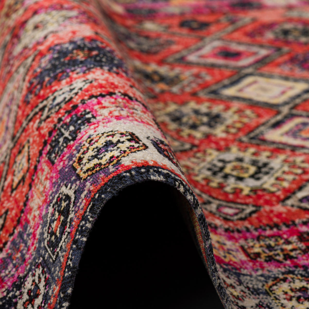 KURZFLOR DESIGNER TEPPICH MODERN VINTAGE ORIENT MUSTER - Anthrazit, Textil (80/150cm) - Pergamon