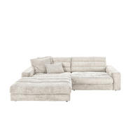 ECKSOFA LANA SOFA Cremeweiß Cord - Creme/Schwarz, Textil (296/205cm) - KAWOLA
