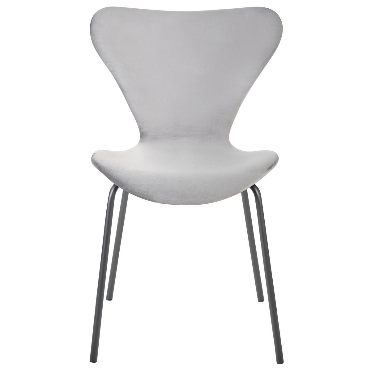 STUHL 2er-Set Samtstoff Hellgrau/Schwarz Boonville - Grau, Textil/Metall (50/82/50cm) - Beliani