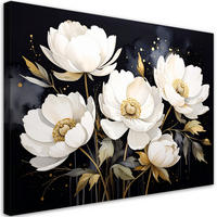 BILD auf Leinwand, Weiße Pfingstrosen Blumen Pflanzen Natur - Weiß, Textil (30/20cm) - Feeby