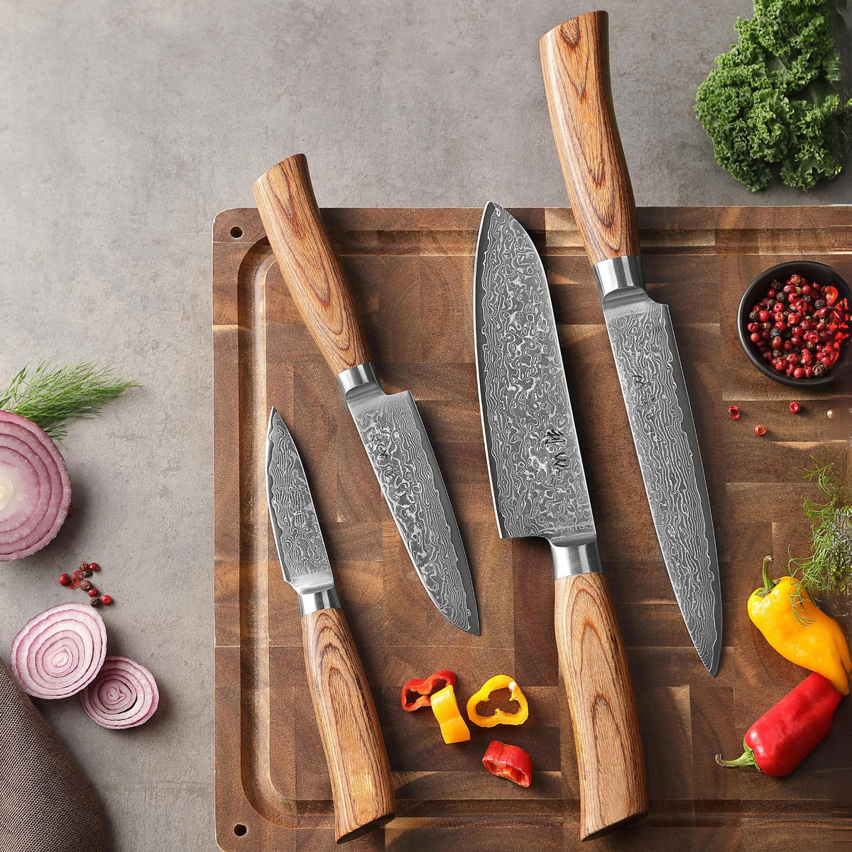 MESSERSET 4-TEILIG 8–17 cm - Braun, Holz/Metall - Wakoli