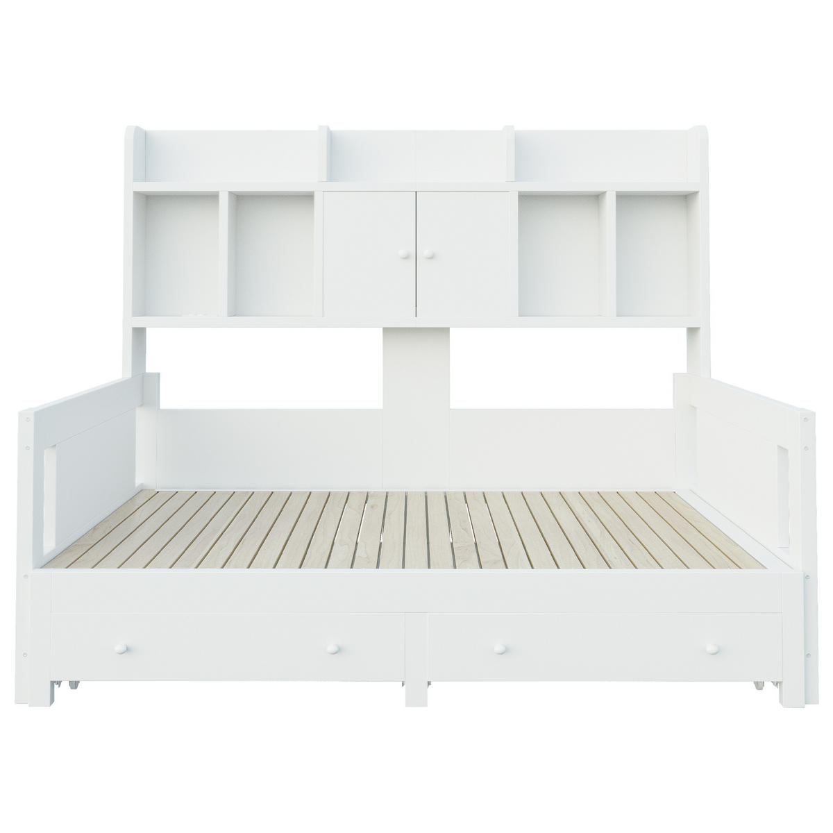 SCHLAFSOFA Holz Ausziehbett LED Stauraum Steckdose Weiß - Weiß, Holz (90/190cm) - FLIEKS