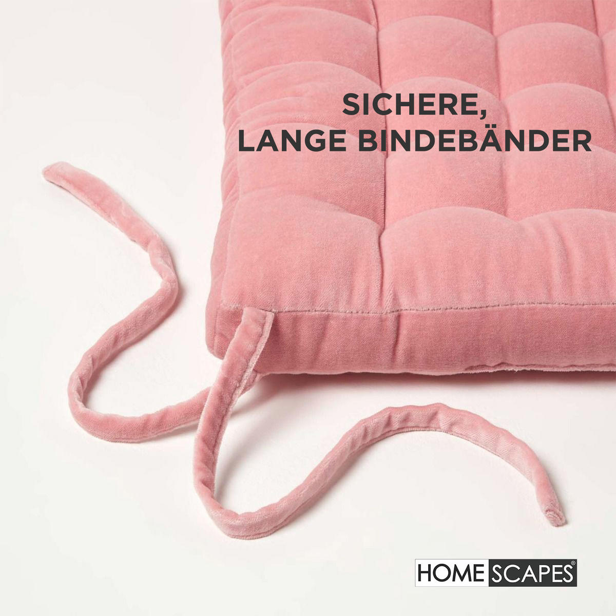 STUHLKISSEN Samt 4er-Set rosa 40/40/5 cm - Rosa, Textil (40/40/5cm) - Homescapes