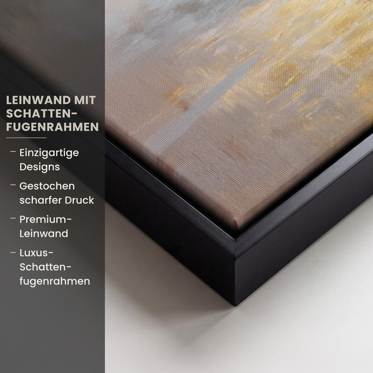 LEINWAND Bilder mit Rahmen - Gemälde - Welle - Jesus - Abstrakt - 40x30 - Goldfarben, Textil (40/30cm) - MuchoWow