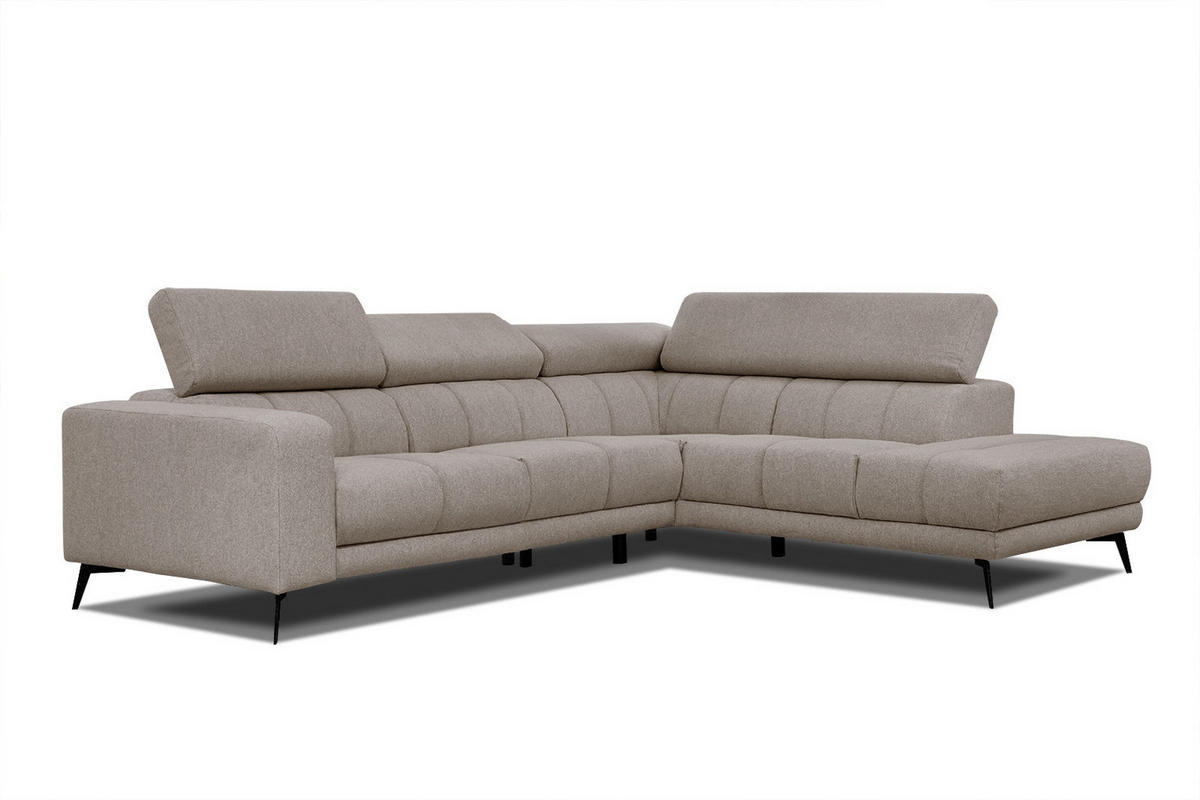 ECKSOFA MORELLO 5-Sitzer, taupe - Taupe/Schwarz, Holzwerkstoff/Textil (287/228cm) - Courtois Laville