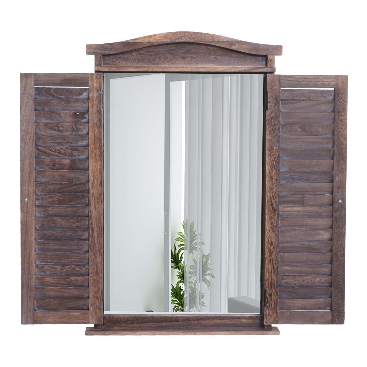 WANDSPIEGEL MIT FENSTERLÄDEN Dunkelbraun - Dunkelbraun, Holz (46/71/5cm) - MCW
