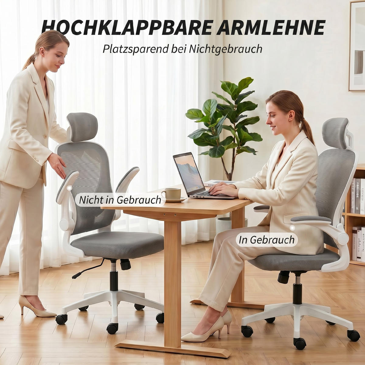BÜROSTUHL Grau Polyester, Kunststoff 64xx63x125 xm - Grau, Kunststoff (63/125/64cm) - DESIGN IN
