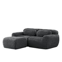 ECKSOFA aus Plüsch mit Ottoman, grau - Grau, Textil (179/204cm) - Luhomfu