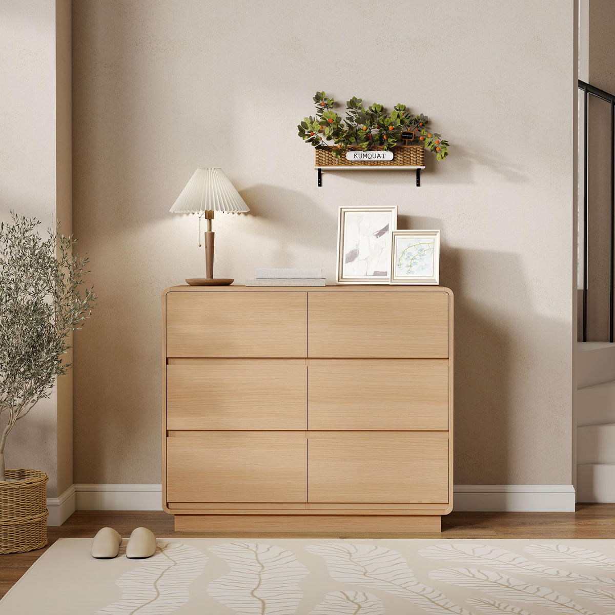 SIDEBOARD DE-08725 6 Schubladen, natürliches Holzdesign - Naturfarben, Holzwerkstoff (100/86/38cm) - ComfortXL
