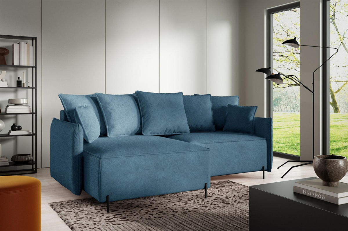 ECKSOFA Betto - Blau, Holzwerkstoff/Textil (221/148cm) - Fun Möbel