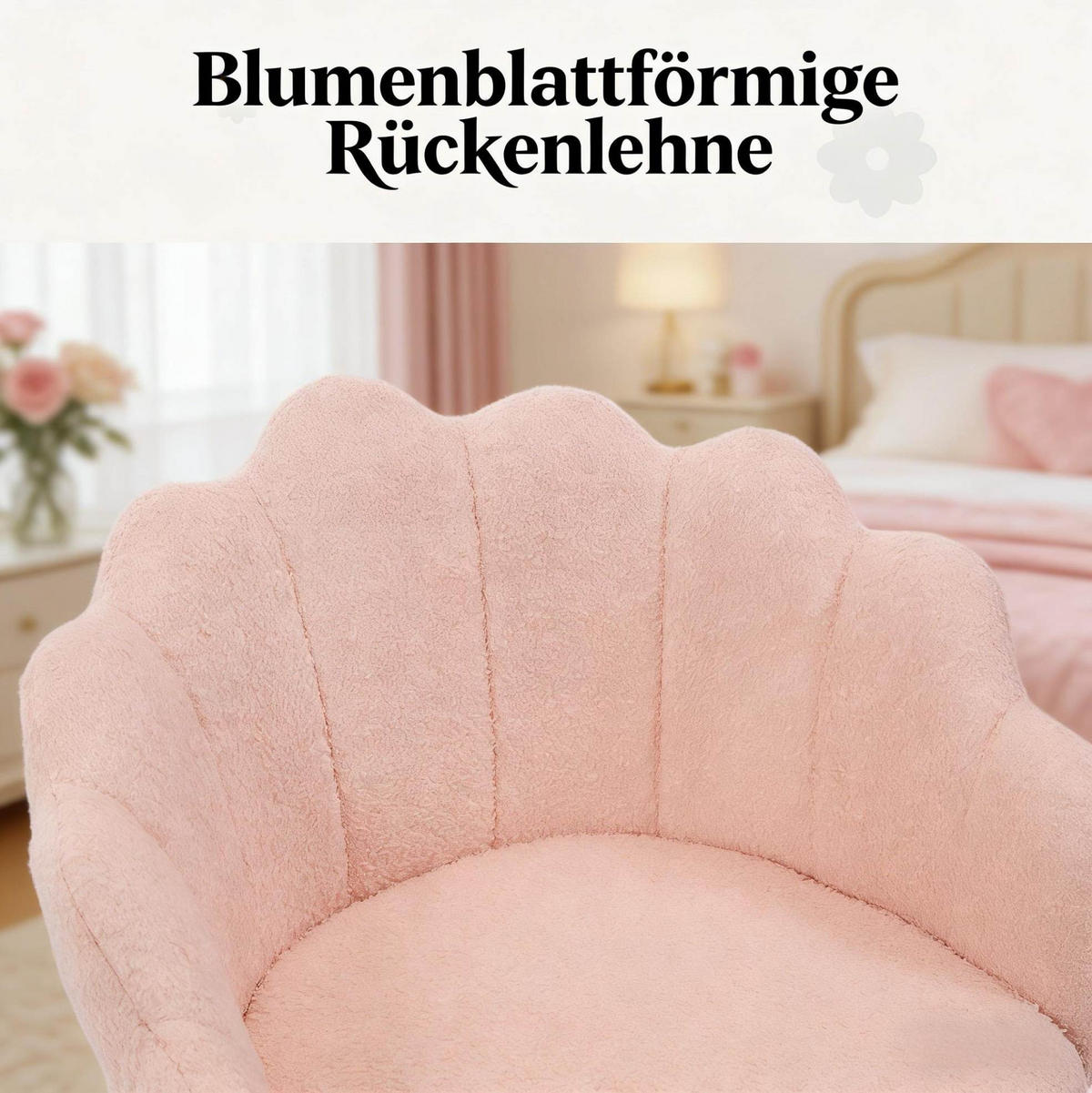 BÜROSTUHL höhenverstellbar Blattdesign Stoff Pink - Pink, Metall (55/81.5/37.5cm) - Meubliv