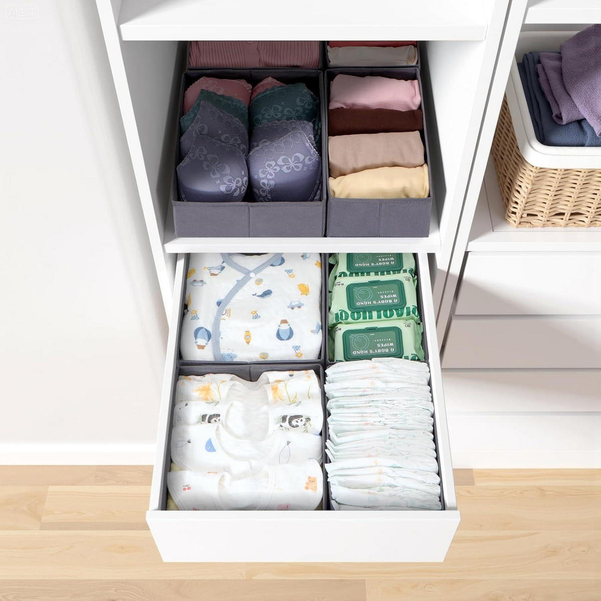 SCHUBLADEN Organizer 8er Set Grau für PAX Kleiderschrank 50x58 cm - Grau, Textil (24/11/26cm)