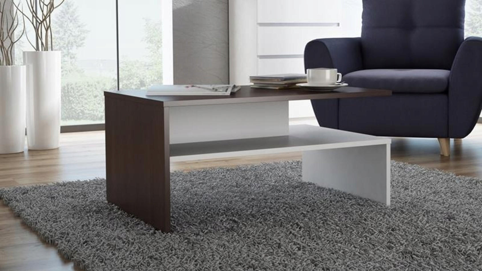 COUCHTISCH OLA Wenge-Weiß 100/48/50 cm - Multicolor, Holzwerkstoff (48/100/50cm) - Matkam Möbel