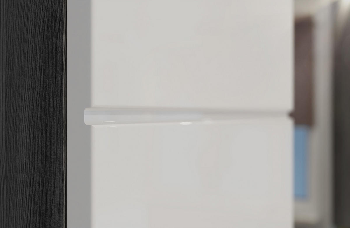 WASCHBECKENUNTERSCHRANK Scout Bad in Rauchsilber Nb. und weiß hochglanz B/H/T: 60x56x34 cm - Silberfarben, Holz (60/56/37cm)