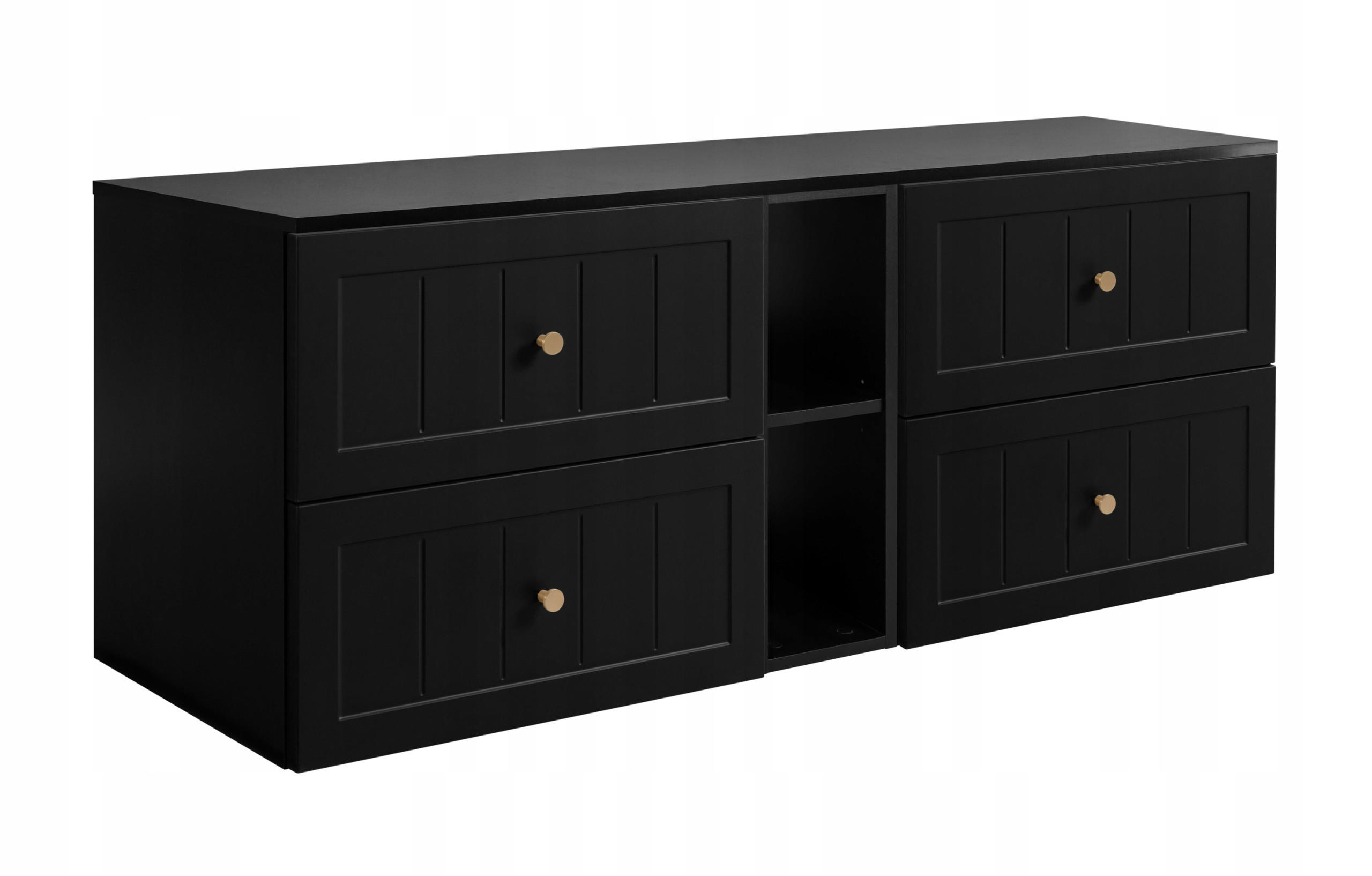 Rodan Waschbeckunterschrank Schwarz, Schwarz 140x58x46 cm