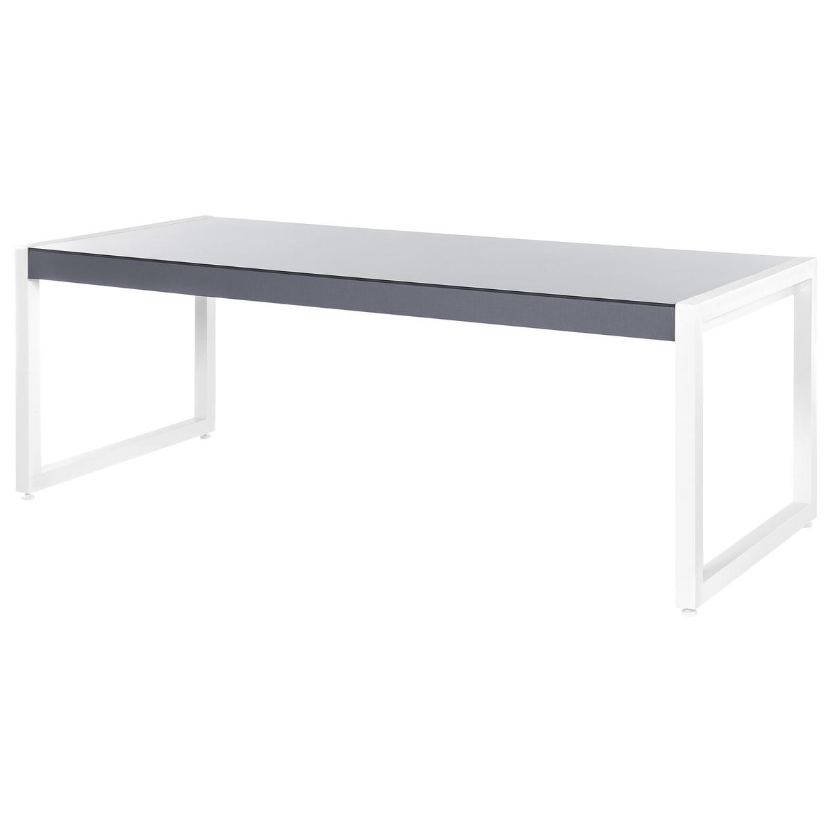 GARTENTISCH Aluminium grau/weiß 210/90 cm Bacoli - Weiß/Grau, Metall (210/90/74cm) - Beliani