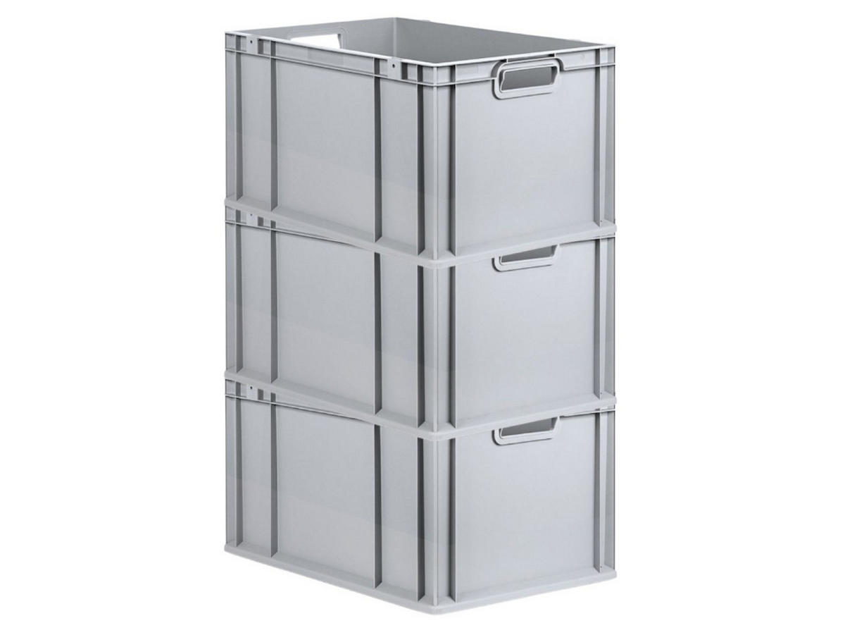 EUROBOX 3x Nextgen Economy Griffe Offen 32x40x60cm 65 Liter - Grau, Kunststoff (40/32/60cm) - PROREGAL