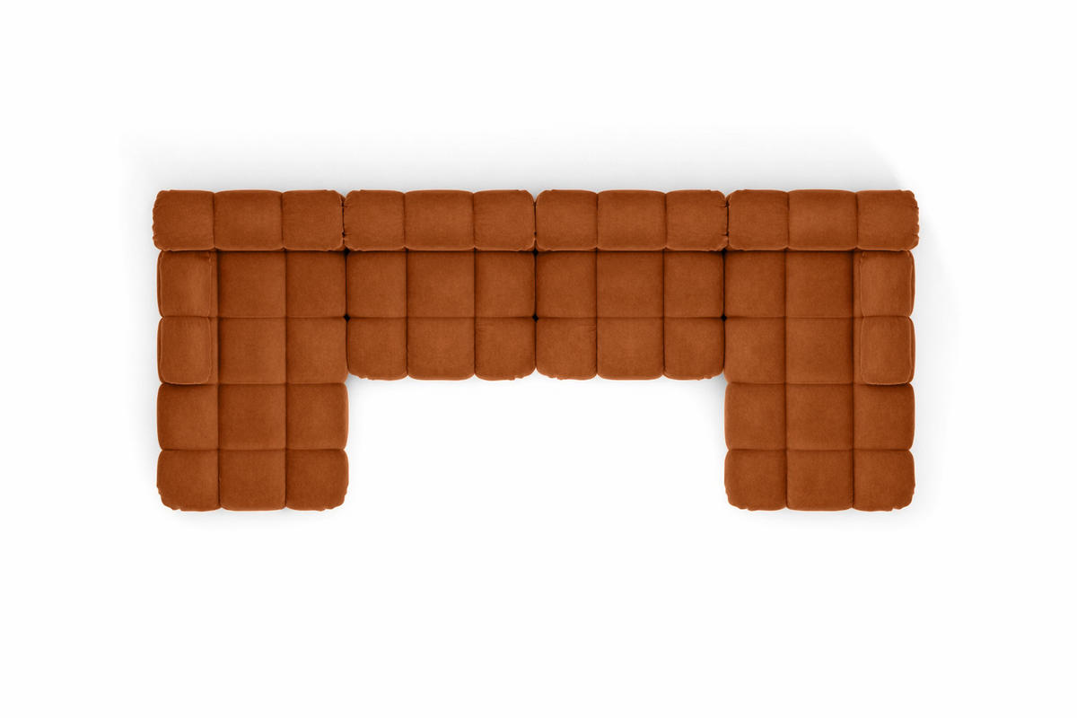 ECKSOFA U-Form XL, Stoff Velours Salvador, Braun, Selia U XL - Braun, Holz (380/70/160cm) - Kaiser Möbel