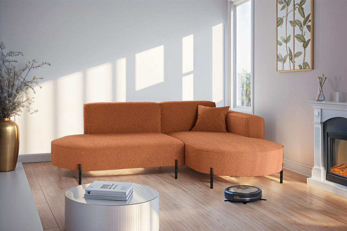 ECKSOFA Valencia Xs - Kupferfarben, Holzwerkstoff/Textil (236/165cm) - Fun Möbel