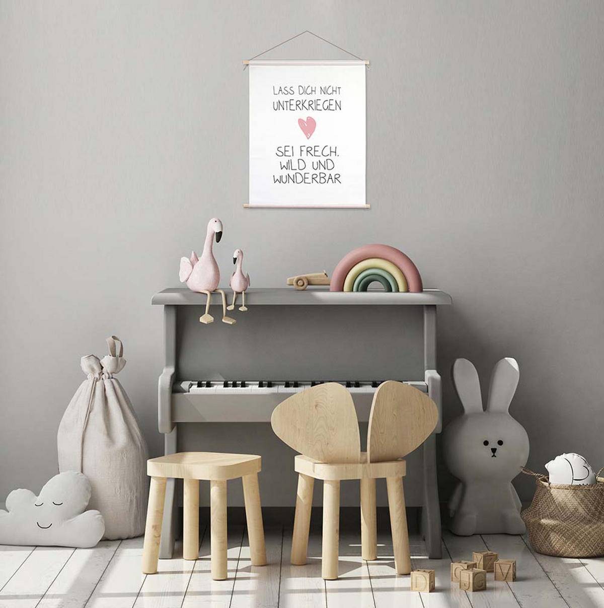 POSTER aus Stoff 40x50 cm Spruch Kinder - Weiß, Textil (40/50/2cm) - artissimo