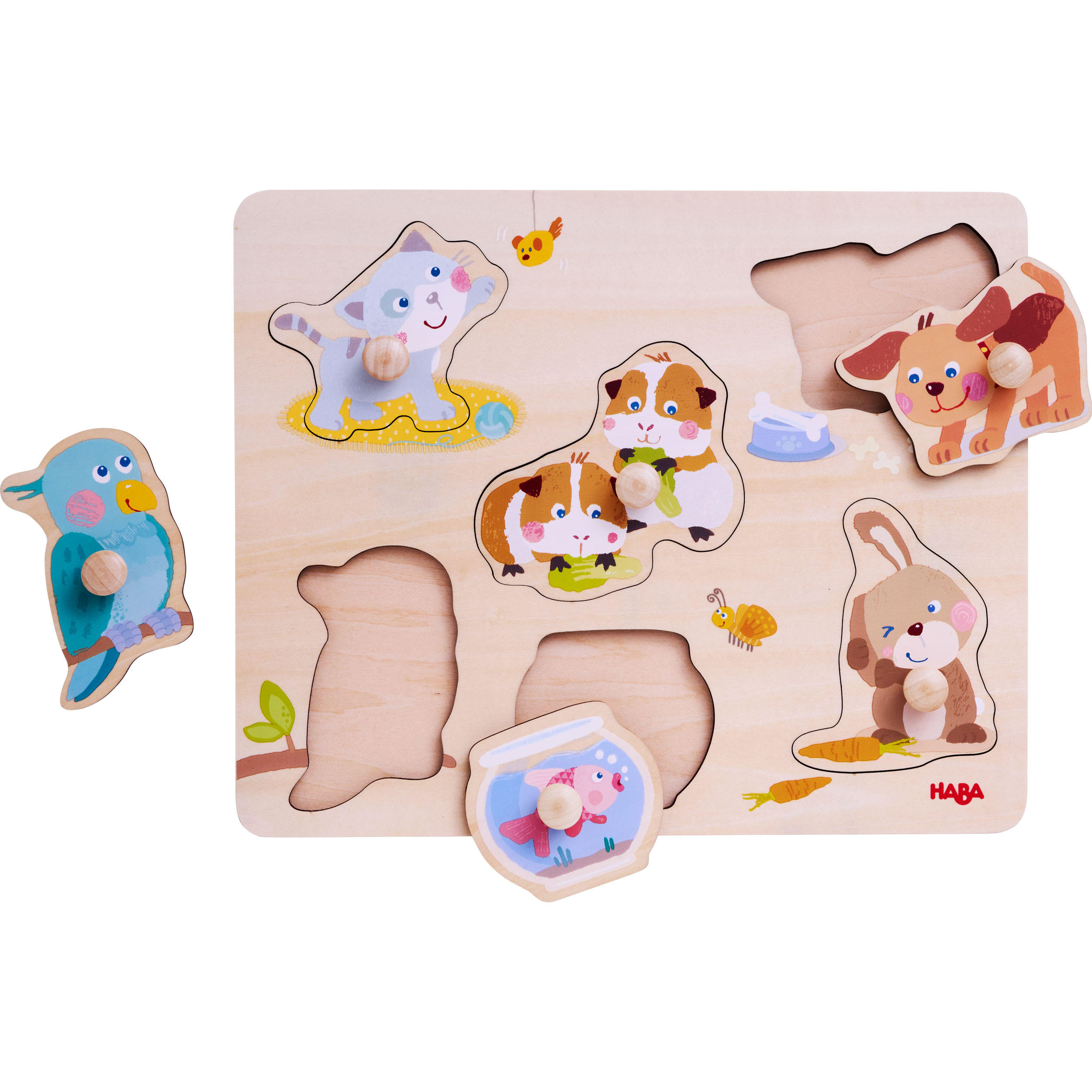 GREIFPUZZLE Haustiere, ab 12 Monaten - Multicolor, Naturmaterialien (20.8/1.7/25.3cm) - Haba
