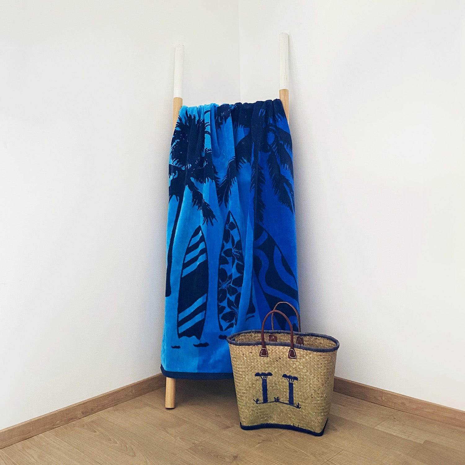 STRANDTUCH Frottee Velours Jacquard Blau 90x170 400g/m² - Lombok - Blau, Textil (170/90cm) - LE COMPTOIR DE LA PLAGE