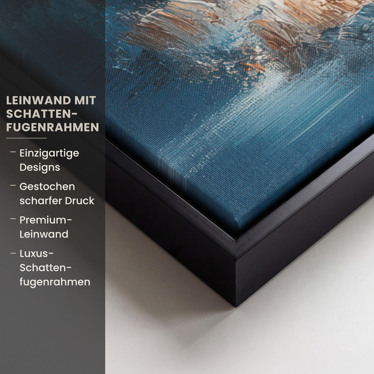 LEINWAND Bilder mit Rahmen - Wald – Winter – Natur – Abstrakt – Schnee - 60x40 - Weiß, Textil (60/40cm) - MuchoWow