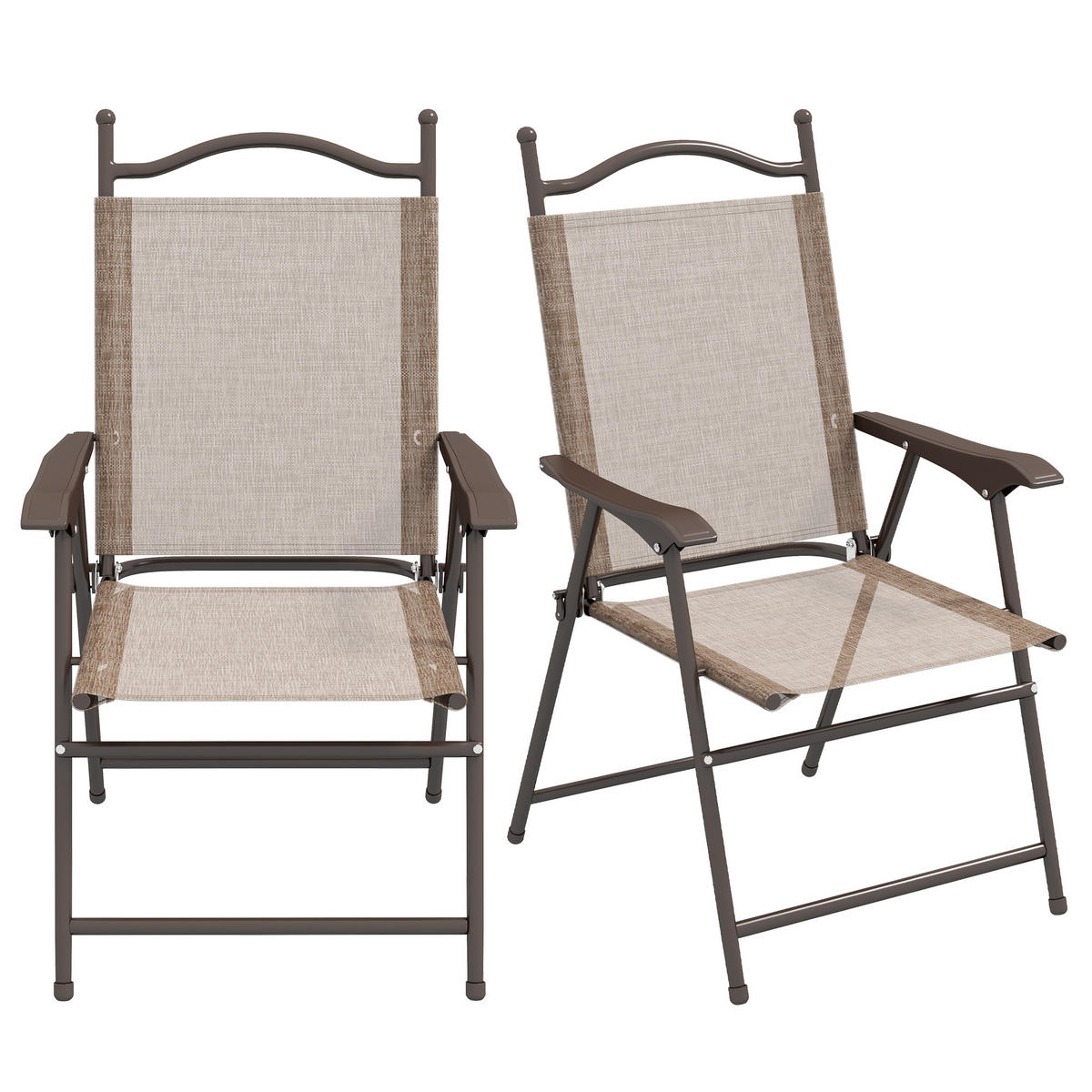 KLAPPSESSEL Braun 2 Stück - Braun, Metall (56/97/62cm) - GiPP