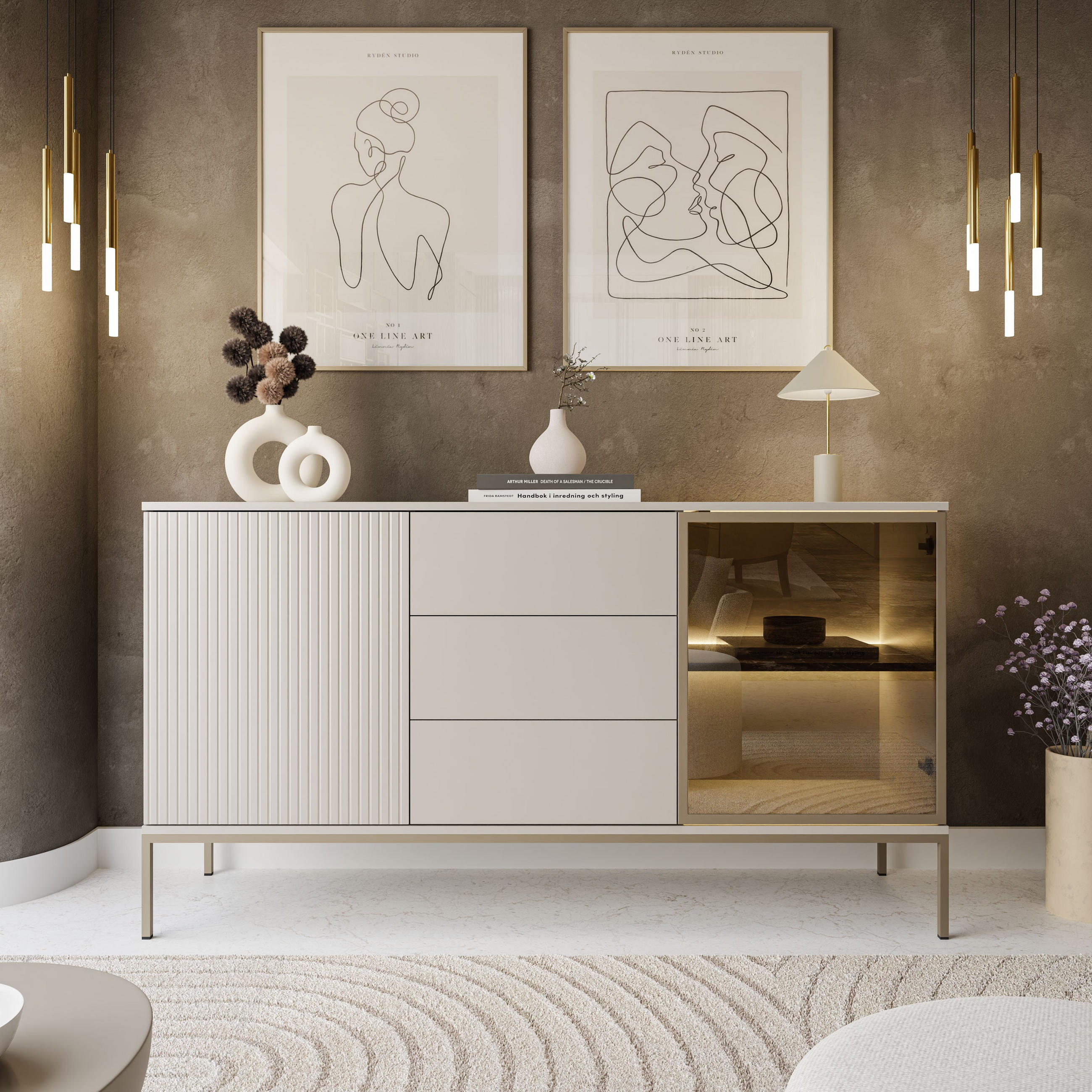 Thumbnail - Lookway Sideboards, Kaschmir, Holzwerkstoff, 154x83x39 cm, Wohnzimmer, Kommoden & Sideboards, Sideboards