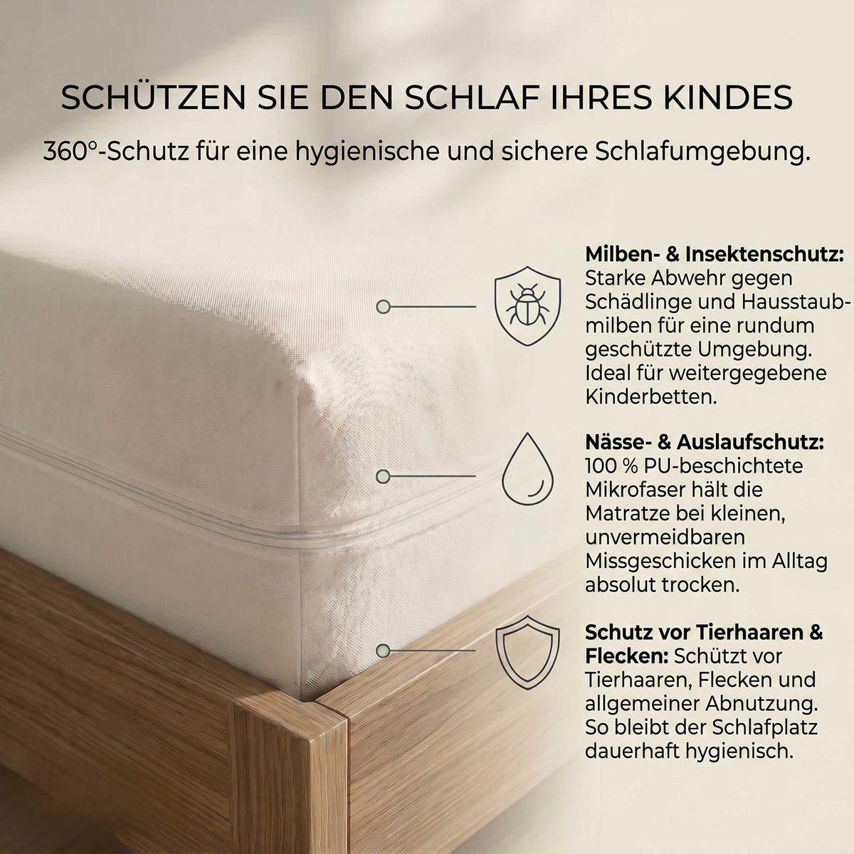 KINDER-MATRATZENSCHONER wasserdicht mit Reißverschluss 60/120 cm, 2er-Set - Weiß, Textil (60/120cm) - Homescapes