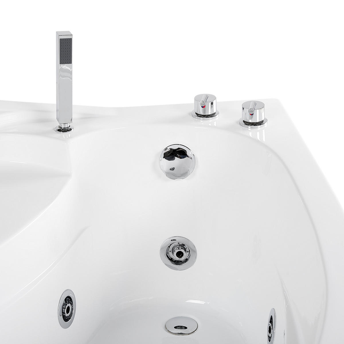 WHIRLPOOL-BADEWANNE mit LED 100x150x80 cm weiß Neiva - Weiß, Kunststoff (100/80/150cm) - Beliani