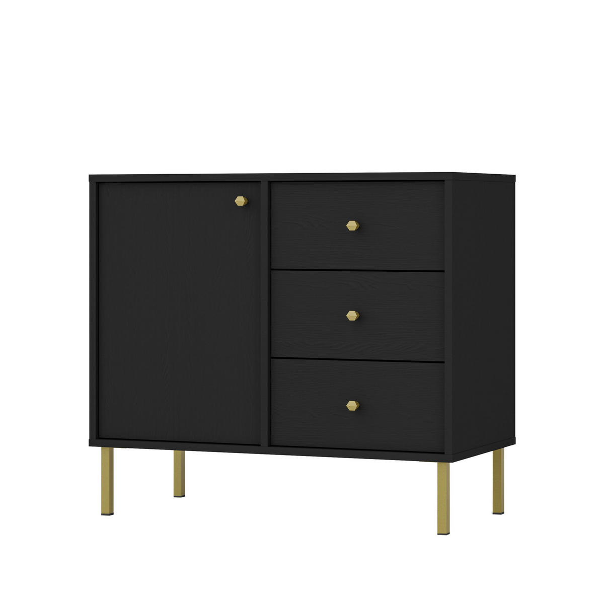KOMMODE TORINO 84/74/41 cm mit 3 Schubladen 1 Türen Graphitfarben - Graphitfarben, Holzwerkstoff (84/74/41cm) - MASSENO