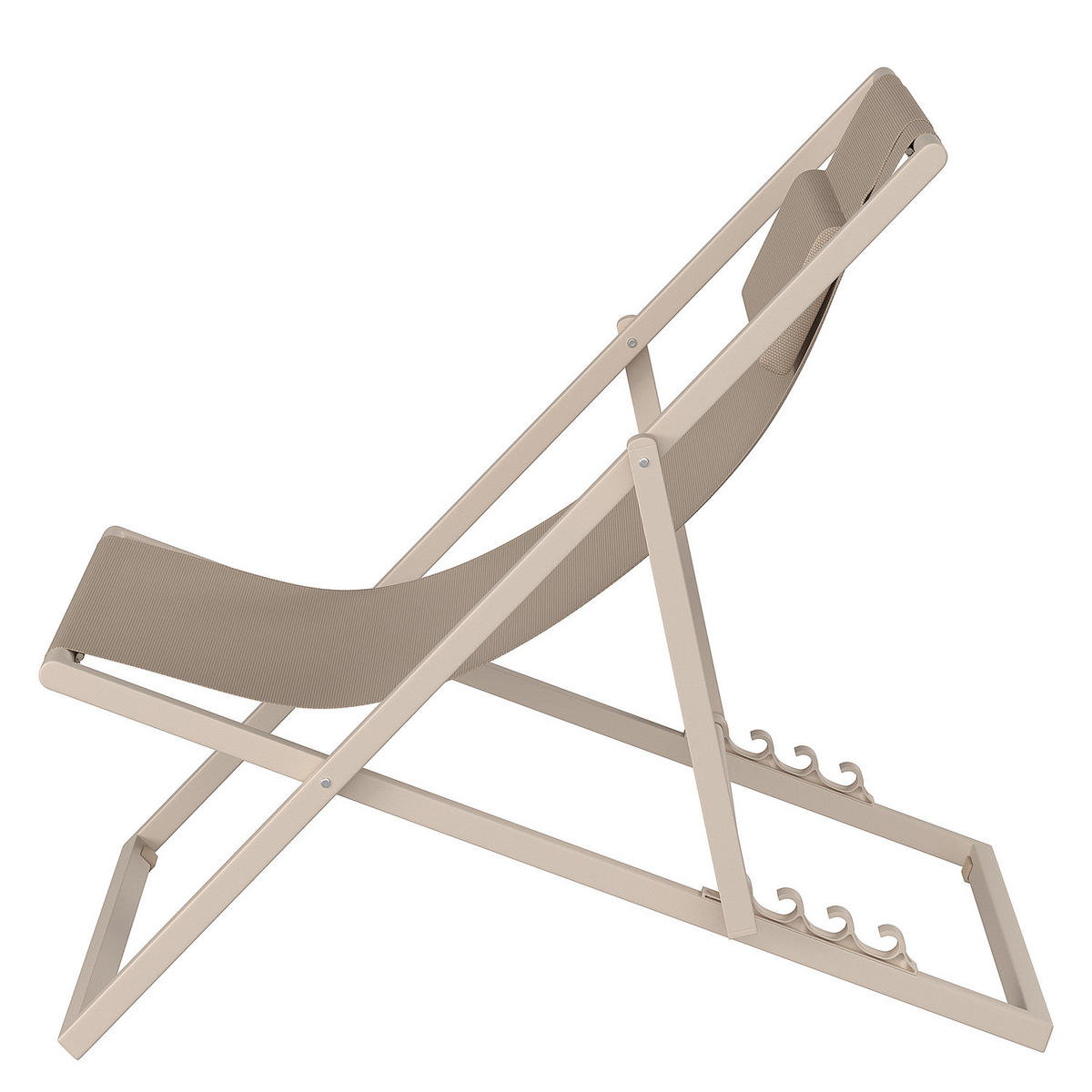 LIEGESTUHL - Stahl / Polyrattan - 2er-Set - Beige, Textil/Metall (63/93/104cm) - home24