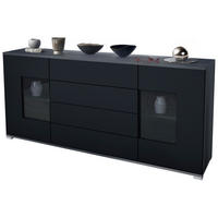 SIDEBOARD Grömitz Schwarz matt - Schwarz, Holzwerkstoff (166.5/75.5/35cm) - Vladon
