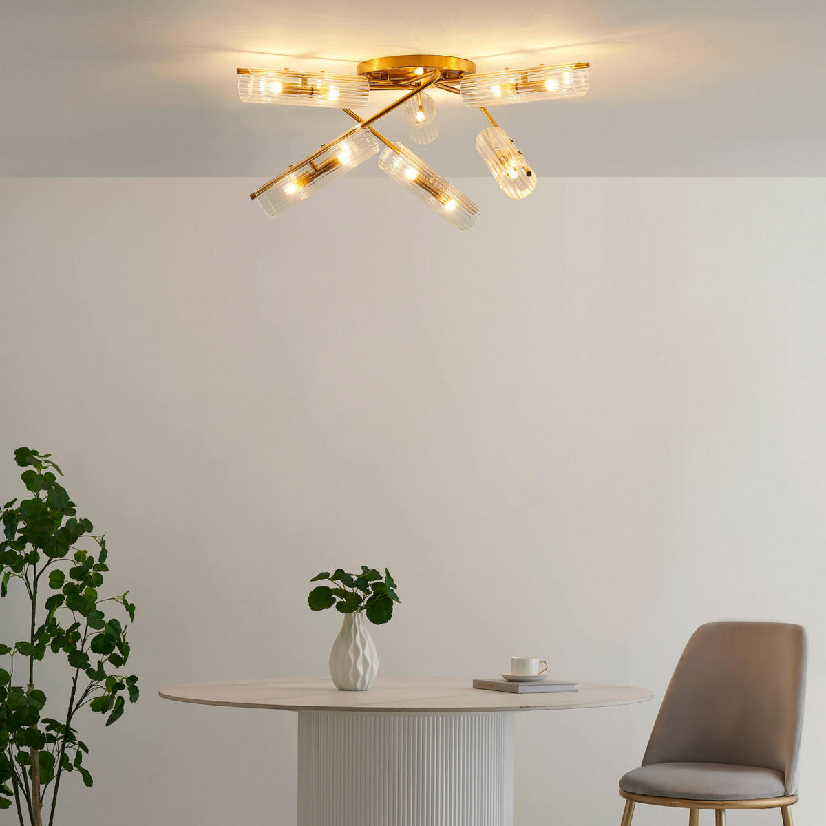 DECKENLEUCHTE Trento, Gold / Messing, 30cm - Goldfarben, Glas (30/80/30cm) - KOSILUM