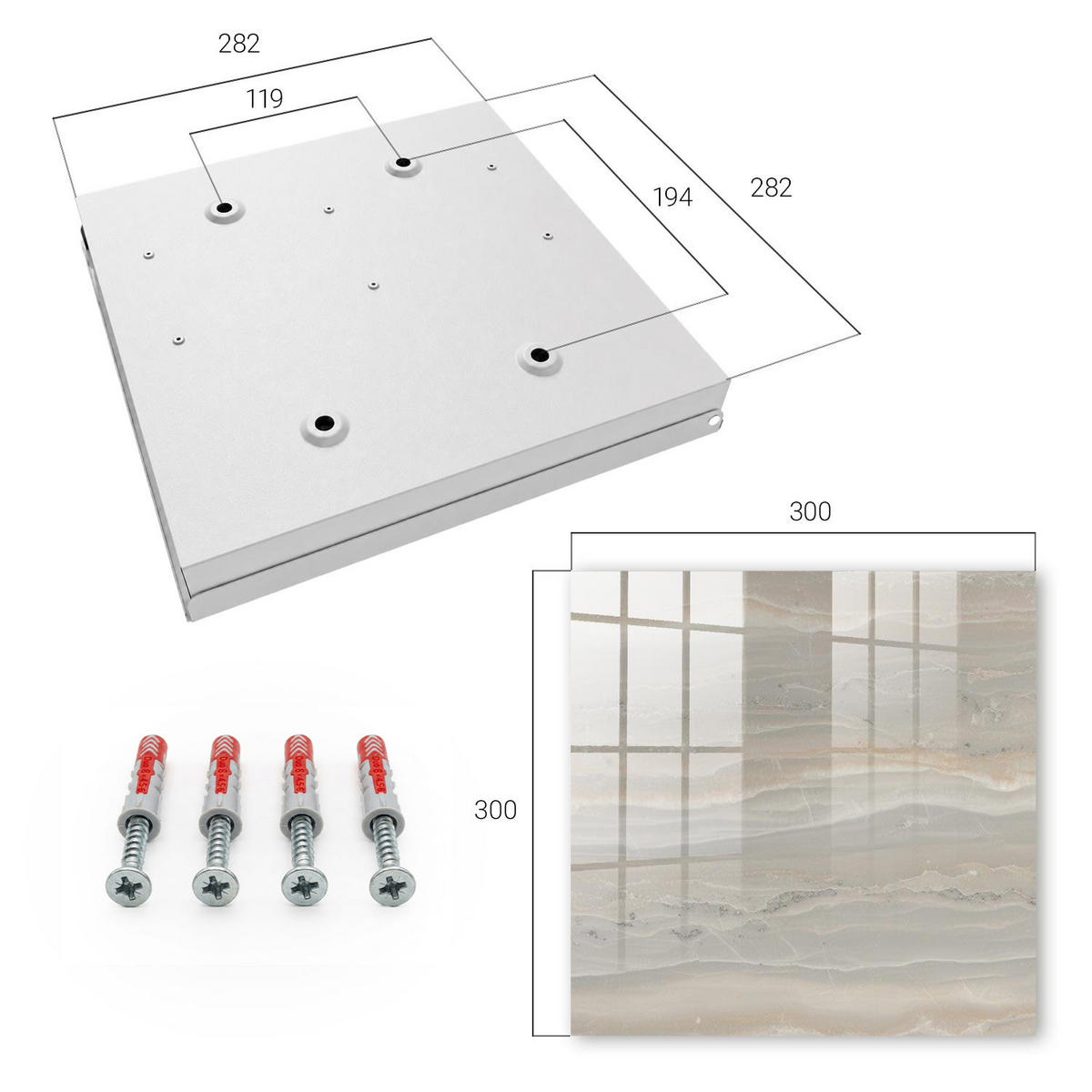 SCHLÜSSELBOX Weiß 30x30 cm – Türöffnung nach rechts - Beige Wellen - Beige, Metall (30/30/5cm) - TULUP